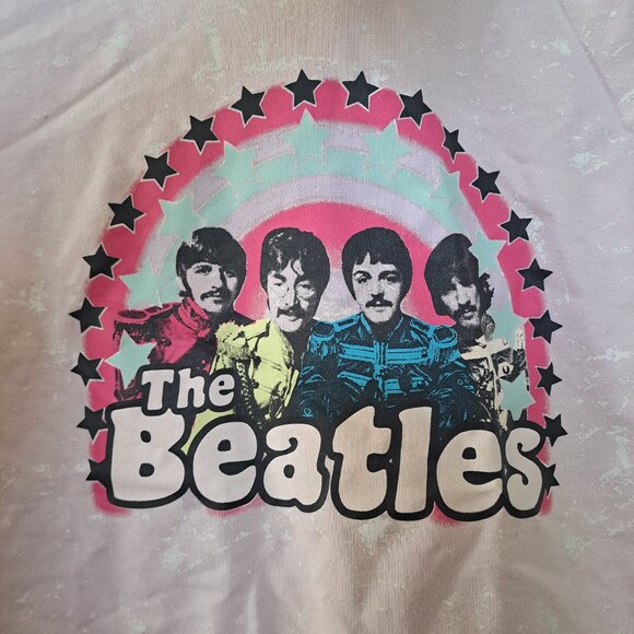 The Beatles Pink Washed Sleeveless Cropped Hoodie | Size M - Picture 8 of 8